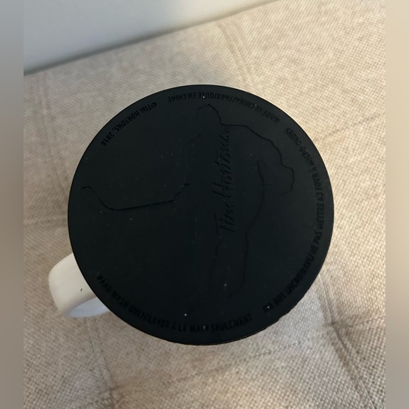 Tim Hortons Hockey Puck Base Donut White Black Coffee Mug Cup 2018 - Picture 5 of 6